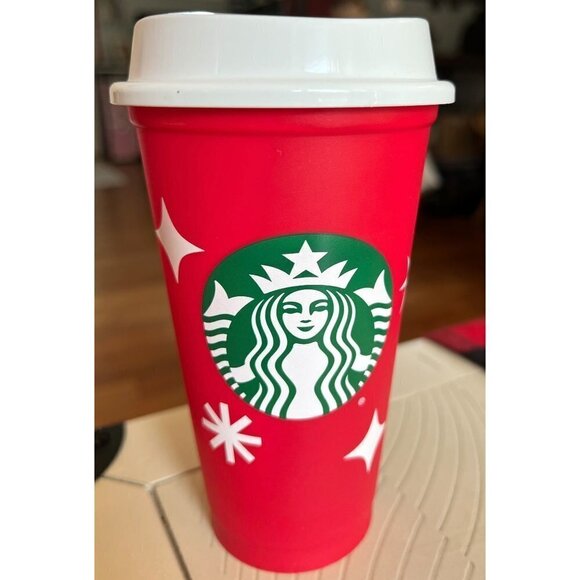 STARBUCKS 2022 Red Cup 25 Years of Holiday Cup Cheer 16 oz. Reusable With Lid (N - Picture 1 of 4
